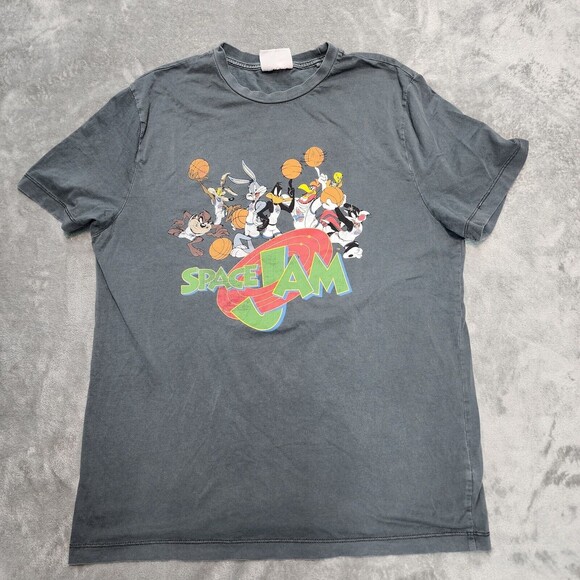 Looney Tunes T Shirt Men's Gray Graphic Tee Tune Squad Basketball Size L - Picture 1 of 10
